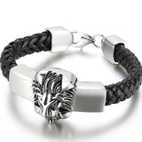 Lion Head Men's Leather Bracelet Stainless Steel Hand Accessories