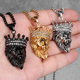 Lion King Animal Mens Long Necklace Chain Stainless Steel Hip Hop Jewelry Gift