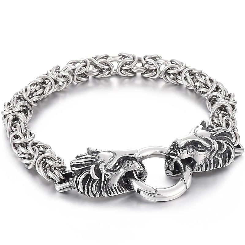 Men's Stainless Steel Lion Snake Dragon Skull Head Bracelet