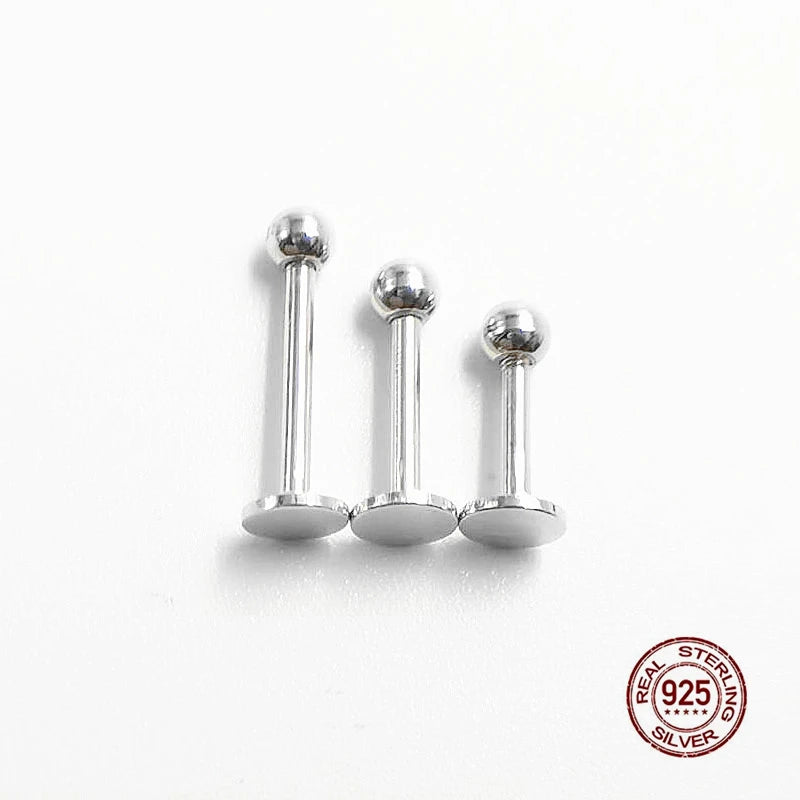 925 Sterling Silver Lip Stud Eyebrow Piercing Nipple Ring Belly Button Ring