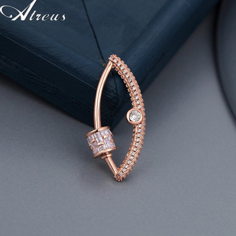 Copper Micro Pave Zirconia Spiral Clasps Hooks Jewelry Making