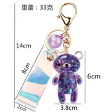 Glitter Bear Quicksand Keyring Acrylic Key Fob Pendant Couples Gift