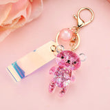 Glitter Bear Quicksand Keyring Acrylic Key Fob Pendant Couples Gift