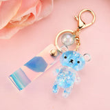 Glitter Bear Quicksand Keyring Backpack Pendant Acrylic Key Fob