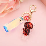 Glitter Bear Quicksand Keyring Backpack Pendant Acrylic Key Fob
