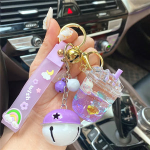 Luminous Ice Cube Keychain, Quicksand Rabbit Pendant