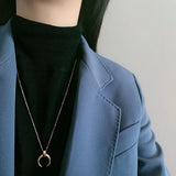 925 Silver Crescent Moon Pendant Necklace for Women Boho Jewelry