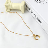 925 Silver Crescent Moon Pendant Necklace for Women Boho Jewelry