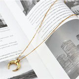 925 Silver Crescent Moon Pendant Necklace for Women Boho Jewelry