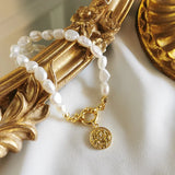 925 Silver Pearl Beads Chain Bracelet for Women Queen Pendant