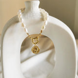 925 Silver Pearl Beads Chain Bracelet for Women Queen Pendant
