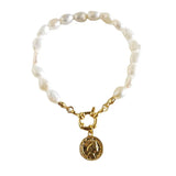 925 Silver Pearl Beads Chain Bracelet for Women Queen Pendant