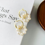 925 Silver Baroque Shell Pearl Hoop Earrings Women Circle Wreath Jewelry