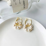 925 Silver Baroque Shell Pearl Hoop Earrings Women Circle Wreath Jewelry