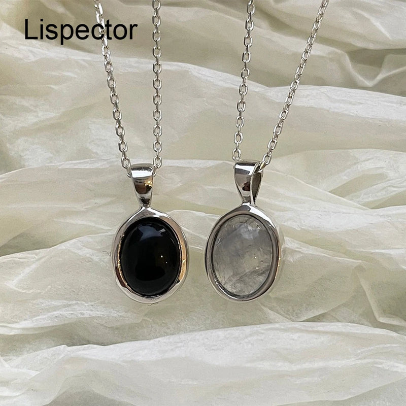 925 Silver Agate Pendant Crystal Necklace Jewelry