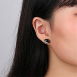 925 Silver Agate Zircon Stud Earrings for Women