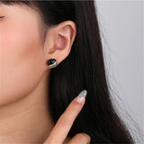 925 Silver Agate Zircon Stud Earrings for Women