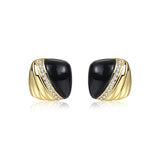 925 Silver Agate Zircon Stud Earrings for Women