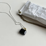 925 Silver Stone Lock Pendant Necklace Women Minimalist Jewelry