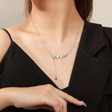 925 Silver Tassels Shell Circles Pendant Necklaces for Women