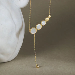 925 Silver Tassels Shell Circles Pendant Necklaces for Women