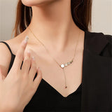 925 Silver Tassels Shell Circles Pendant Necklaces for Women