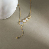 925 Silver Tassels Shell Circles Pendant Necklaces for Women