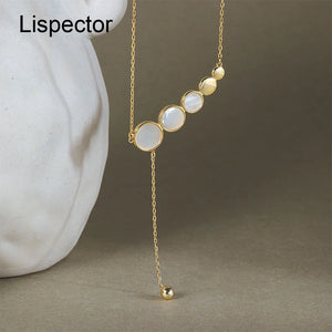 925 Silver Tassels Shell Circles Pendant Necklaces for Women