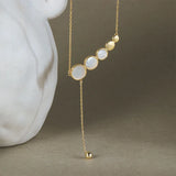 925 Silver Tassels Shell Circles Pendant Necklaces for Women