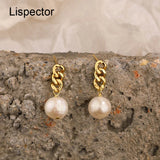 925 Silver Chain Pearl Drop Earrings for Women Jewelry