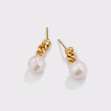 925 Silver Chain Pearl Drop Earrings for Women Jewelry