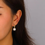 925 Silver Chain Pearl Drop Earrings for Women Jewelry