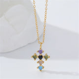 925 Silver Cross Pendant Necklace for Women Sweater Chain Female Jewelry