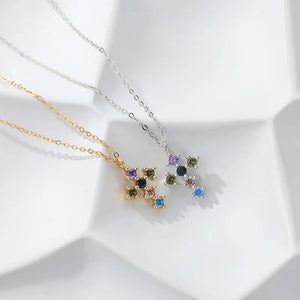 925 Silver Cross Pendant Necklace for Women Sweater Chain Female Jewelry