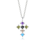 925 Silver Cross Pendant Necklace for Women Sweater Chain Female Jewelry