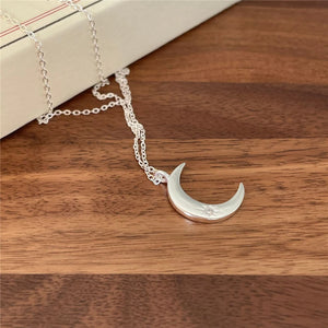 925 Silver Crescent Moon Necklace for Women Clavicle Chain Party Jewelry