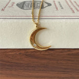 925 Silver Crescent Moon Necklace for Women Clavicle Chain Party Jewelry
