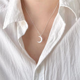 925 Silver Crescent Moon Necklace for Women Clavicle Chain Party Jewelry