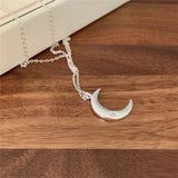925 Silver Crescent Moon Necklace for Women Clavicle Chain Party Jewelry