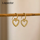 925 Silver Heart Drop Earrings Texture Jewelry