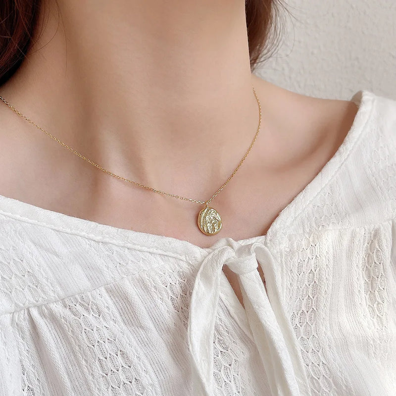 925 Sterling Silver French Oval Pendant Necklace for Women