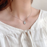 925 Sterling Silver French Oval Pendant Necklace for Women