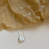 925 Silver Heart Pendant Necklace Natural Stone Couple Jewelry