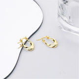925 Silver Irregular Hoop Earrings Light Geometric Ear Party Jewelry