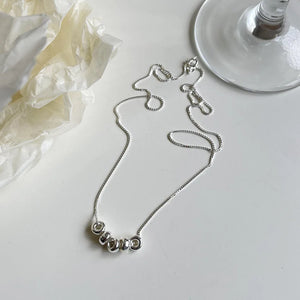 925 Silver Circle Pendant Necklace Women Box Chain Minimalist Female Jewelry