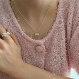 925 Silver Bowknot Pendant Necklace for Women Clavicle Chain