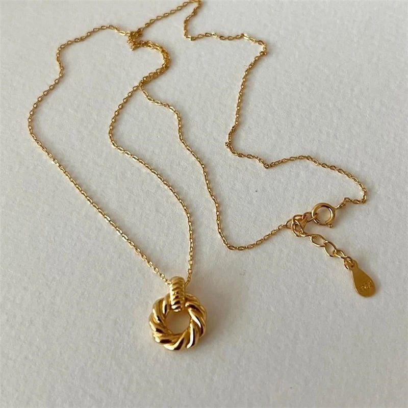 925 Silver Round Pendant Necklaces Vintage Chain Necklace