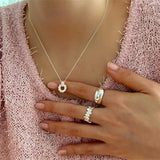 925 Silver Round Pendant Necklaces Vintage Chain Necklace