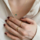 925 Silver Green Zircon Heart Pendant Necklace Women