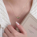 925 Silver Green Zircon Heart Necklace